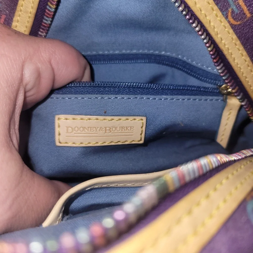 VTG Dooney and Bourke Mini Dome Boston Purple w/ Multicolored Zipper Y2K Bowling
